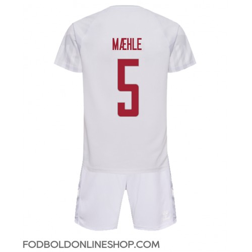 Danmark Joakim Maehle #5 Udebane Trøje Børn VM 2022 Kortærmet (+ Korte bukser)